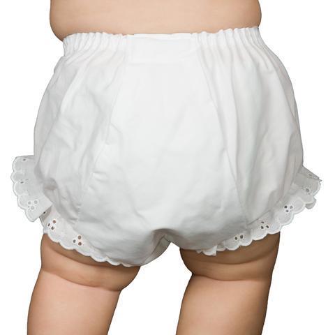 WHITE EYELET BLOOMER DIAPER COVER PERSONALIZED BLOOMERS NEW ICM 
