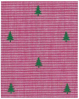 CHRISTMAS TREES ON RED MICROCHECK 100% COTTON 60" WIDTH