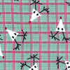 Reindeer on Green and Red Plaid Fabric 100% COTTON  60" WIDTH