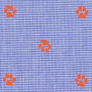Mini Orange Paws Blue Microcheck Fabric 100% COTTON  60" WIDTH - Oak Leaf Shoppe