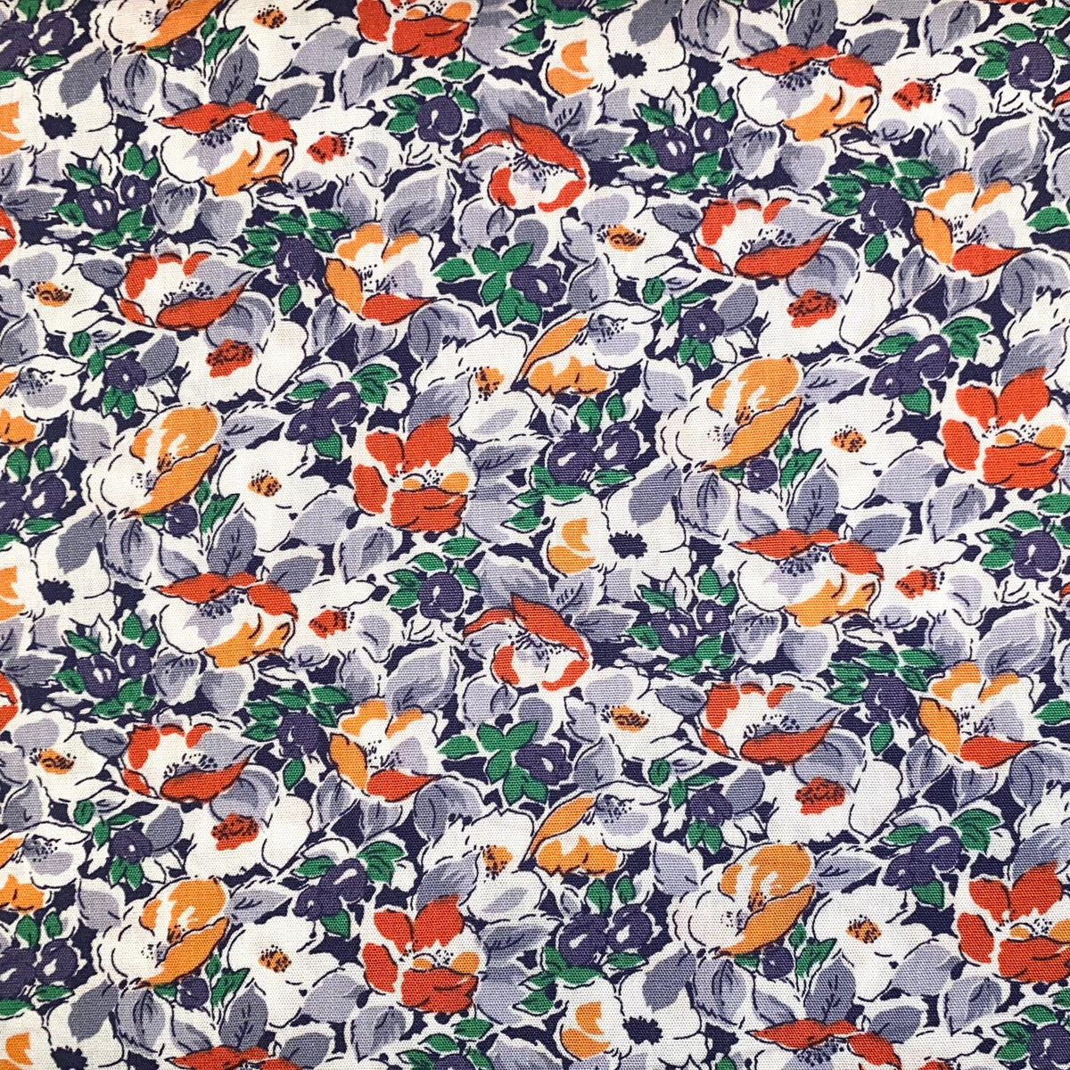 Orange Purple Green Floral Fabric 100% COTTON  60" WIDTH - Oak Leaf Shoppe